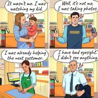 Der schwer fassbare Dieb: Nur ein brillanter Detektiv kann herausfinden, wer die Brieftasche auf dem Bild gestohlen hat