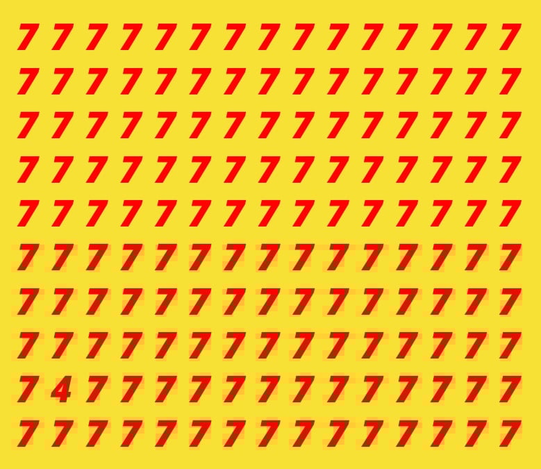 Finde die Zahl 4 auf dem Bild.