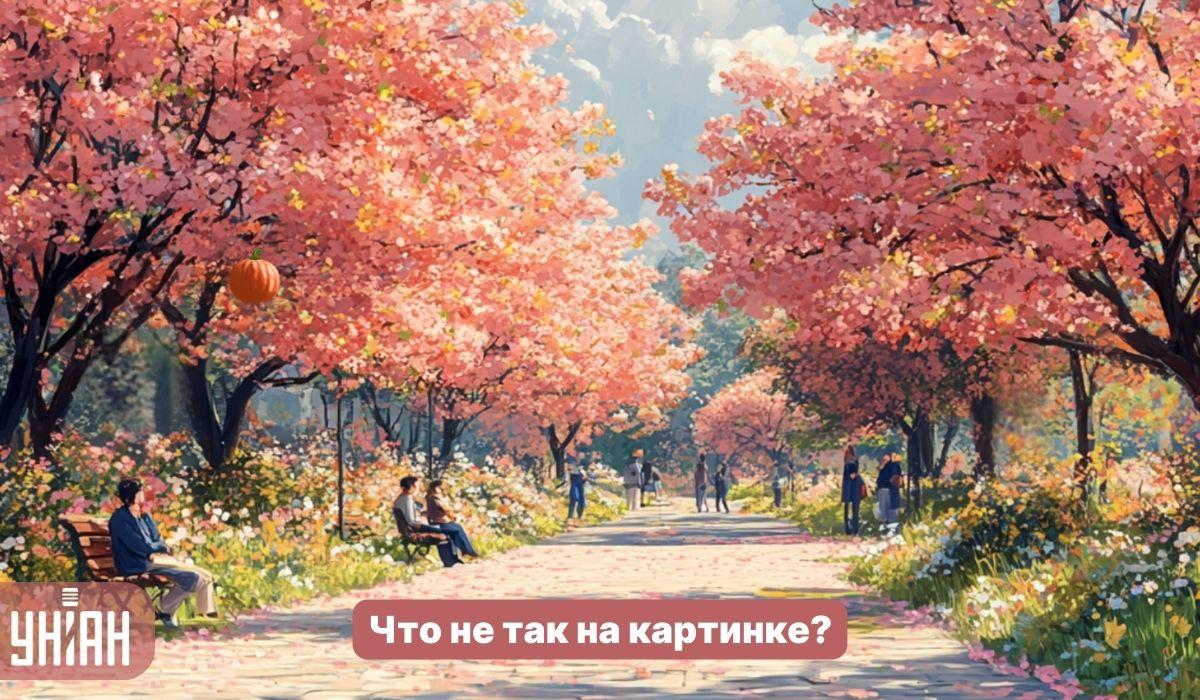 Finde einen seltsamen Käfer in einem Park mit Sakura-Bäumen in 5 Sekunden: ein einfacher IQ-Test